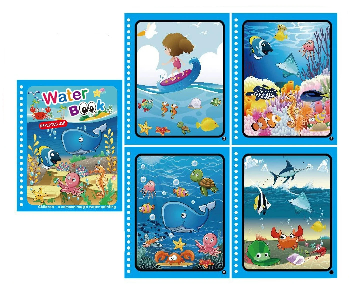 Magical Book Water Drawing Montessori Toys Reusable Coloring Book Magic Water Drawing Book Sensory Early Education for Children